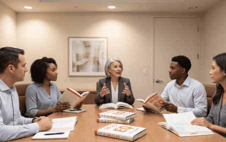Sales team reading Sales EQ by Jeb Blount — free Book Club Guide on sales emotional intelligence from Sales Gravy